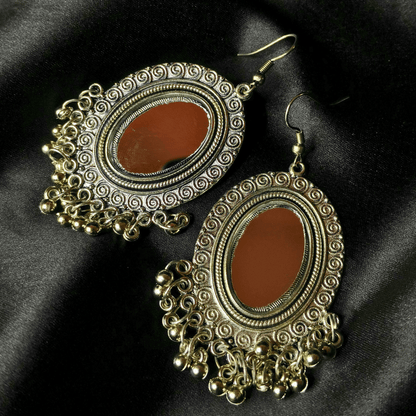 Silver Oval Jhumka Elegance Earrings - Bilzz.in