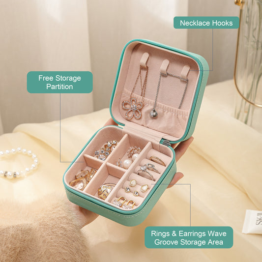 Jewelry Box Organizer Storage Case for Necklace Earrings, Rings, Small Jewelry Holder Gift Case for Women, Compact and Portable Pendant Jewelry Case - Bilzz.in